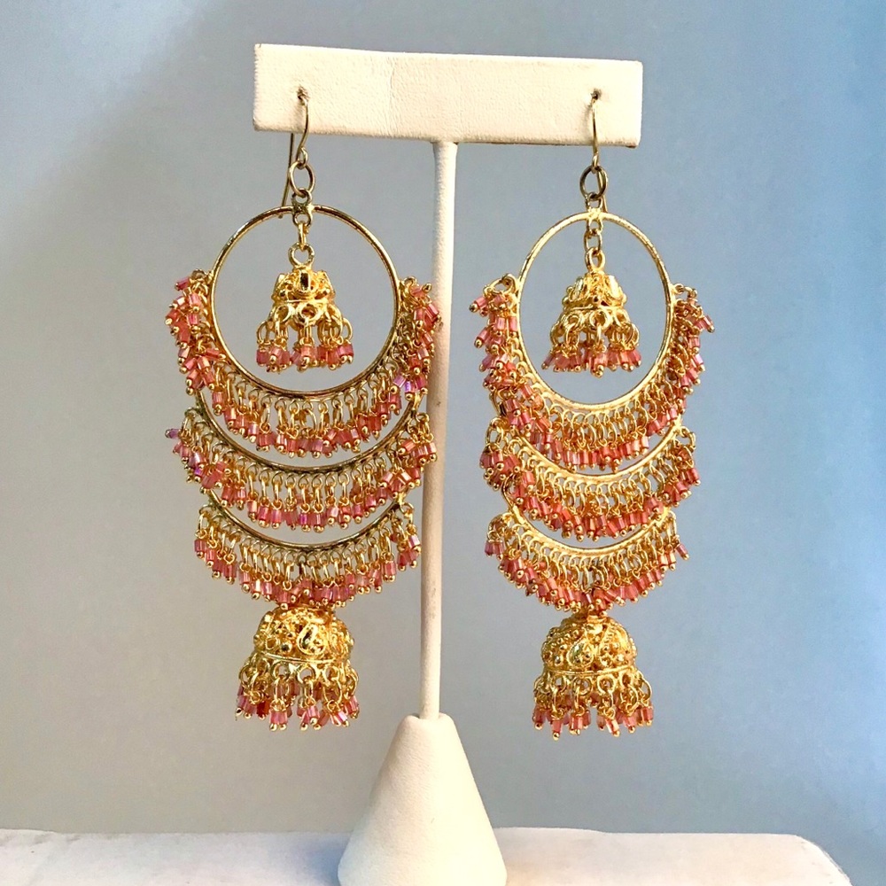 Pink Crystal Drop Earrings